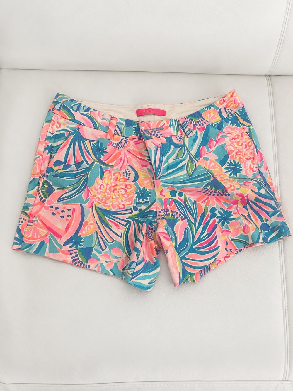 Lilly Pulitzer Tropical Floral Shorts Pink Blue Size 2